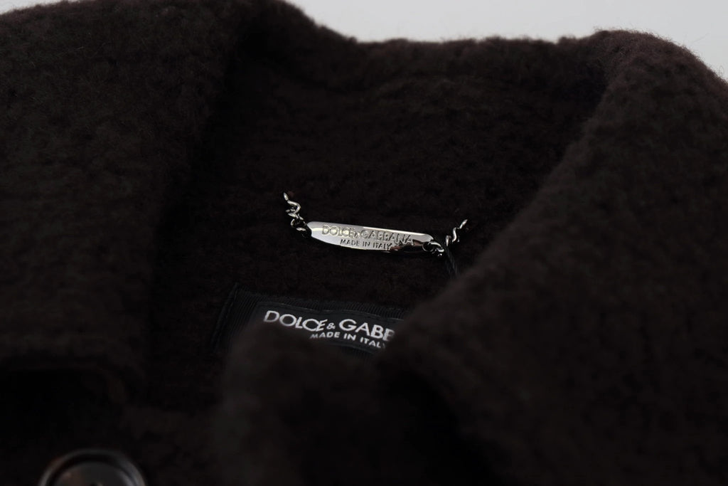 Dolce & Gabbana Black Alpaca Button Down Trench Coat Jacket by Dolce & Gabbana