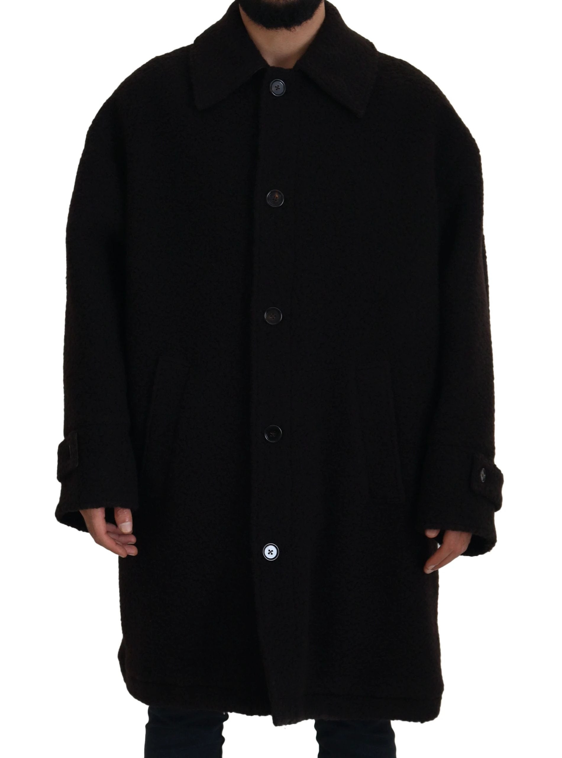 Dolce & Gabbana Black Alpaca Button Down Trench Coat Jacket by Dolce & Gabbana