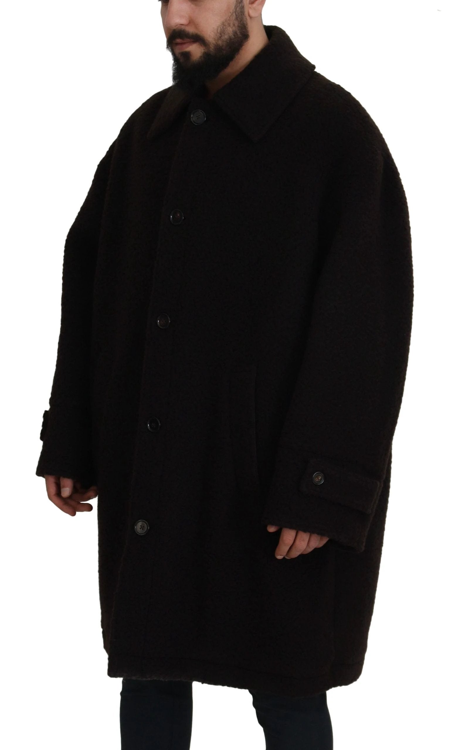 Dolce & Gabbana Black Alpaca Button Down Trench Coat Jacket by Dolce & Gabbana