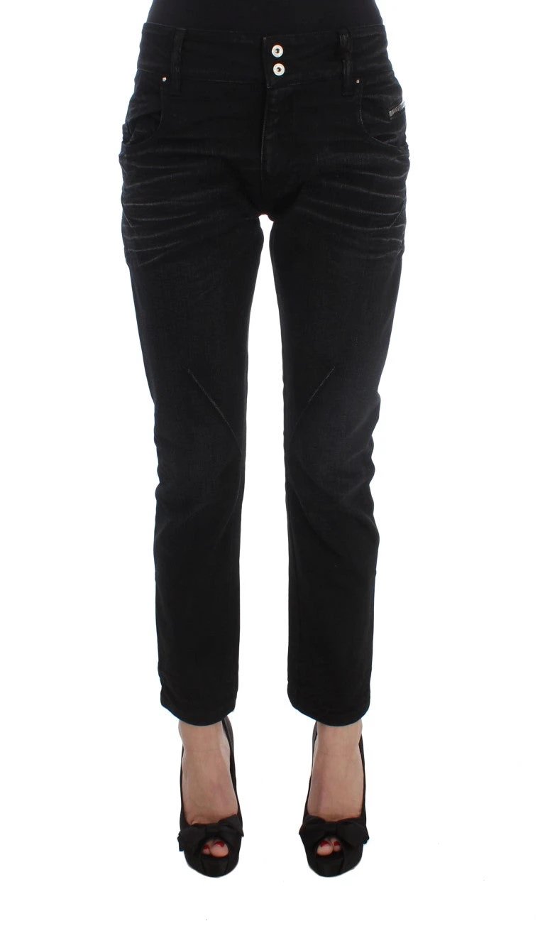 Costume National Black Cotton Slouchy Slims Fit Jeans by Costume National