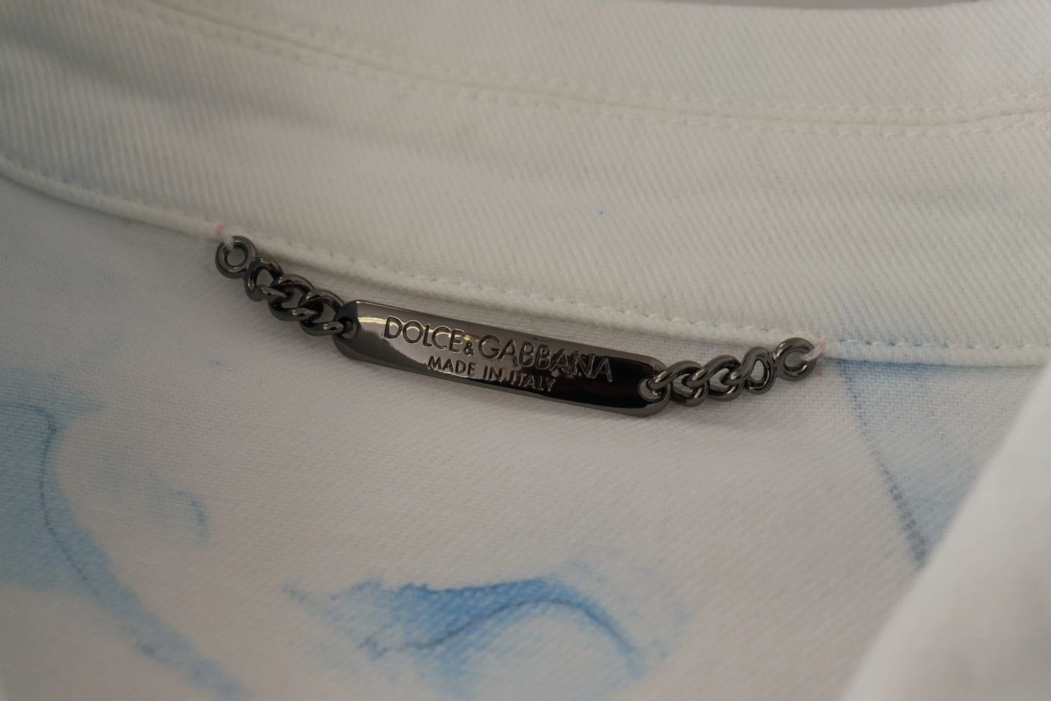 Dolce & Gabbana White Cotton Logo Embroidery Denim Jacket by Dolce & Gabbana