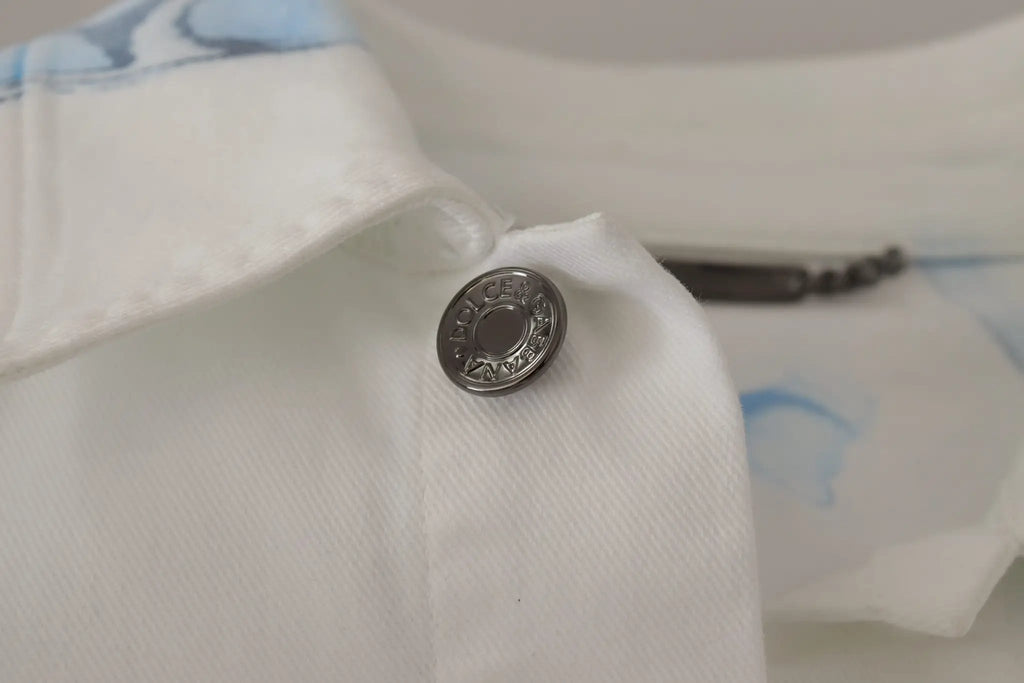 Veste en jean Dolce &amp; Gabbana blanche en coton brodée du logo