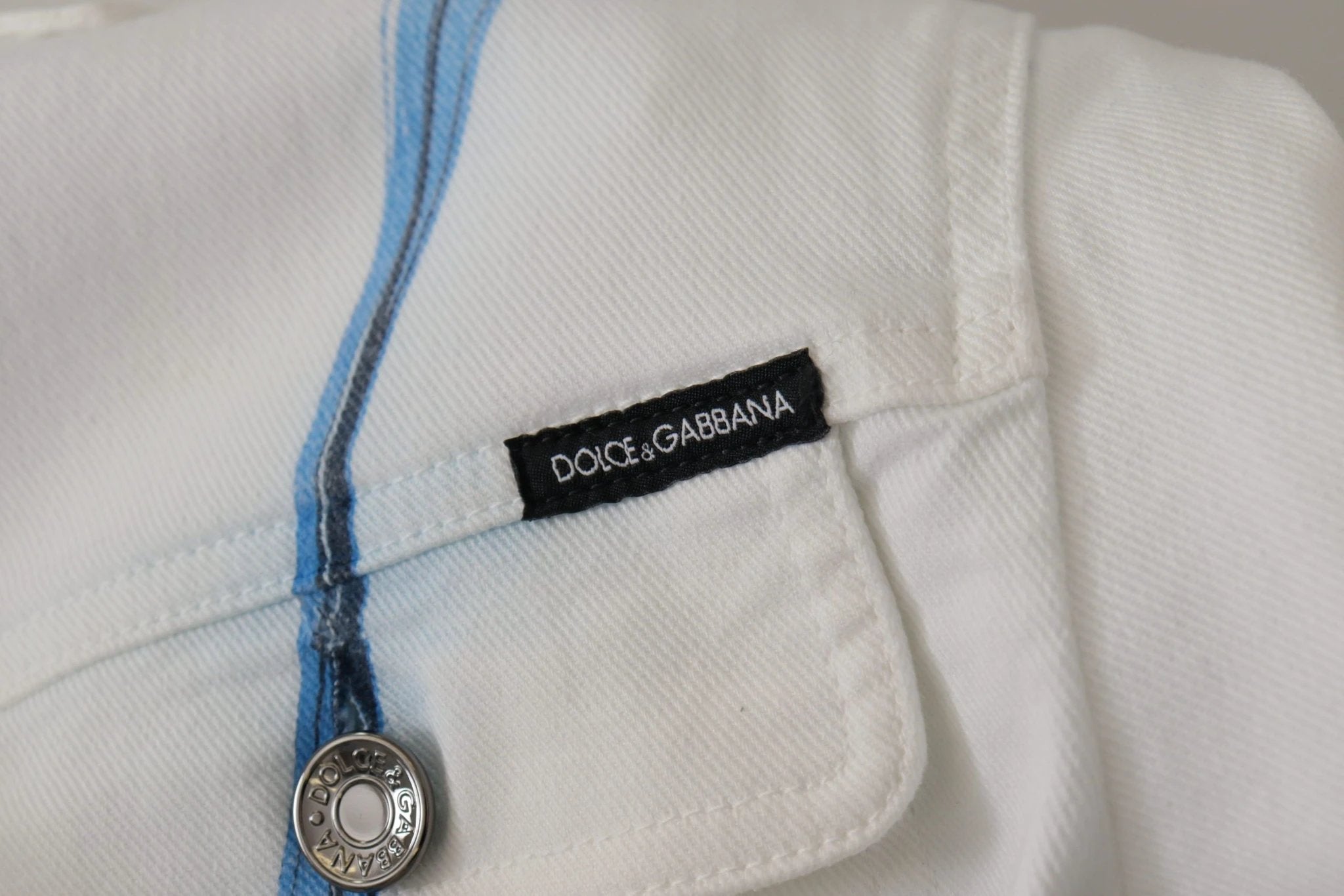 Dolce & Gabbana White Cotton Logo Embroidery Denim Jacket by Dolce & Gabbana
