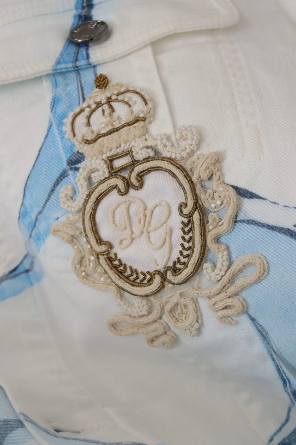 Veste en jean Dolce &amp; Gabbana blanche en coton brodée du logo
