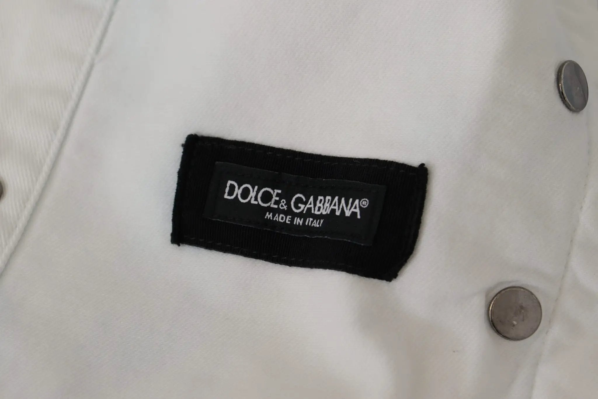 Veste en jean Dolce &amp; Gabbana blanche en coton brodée du logo