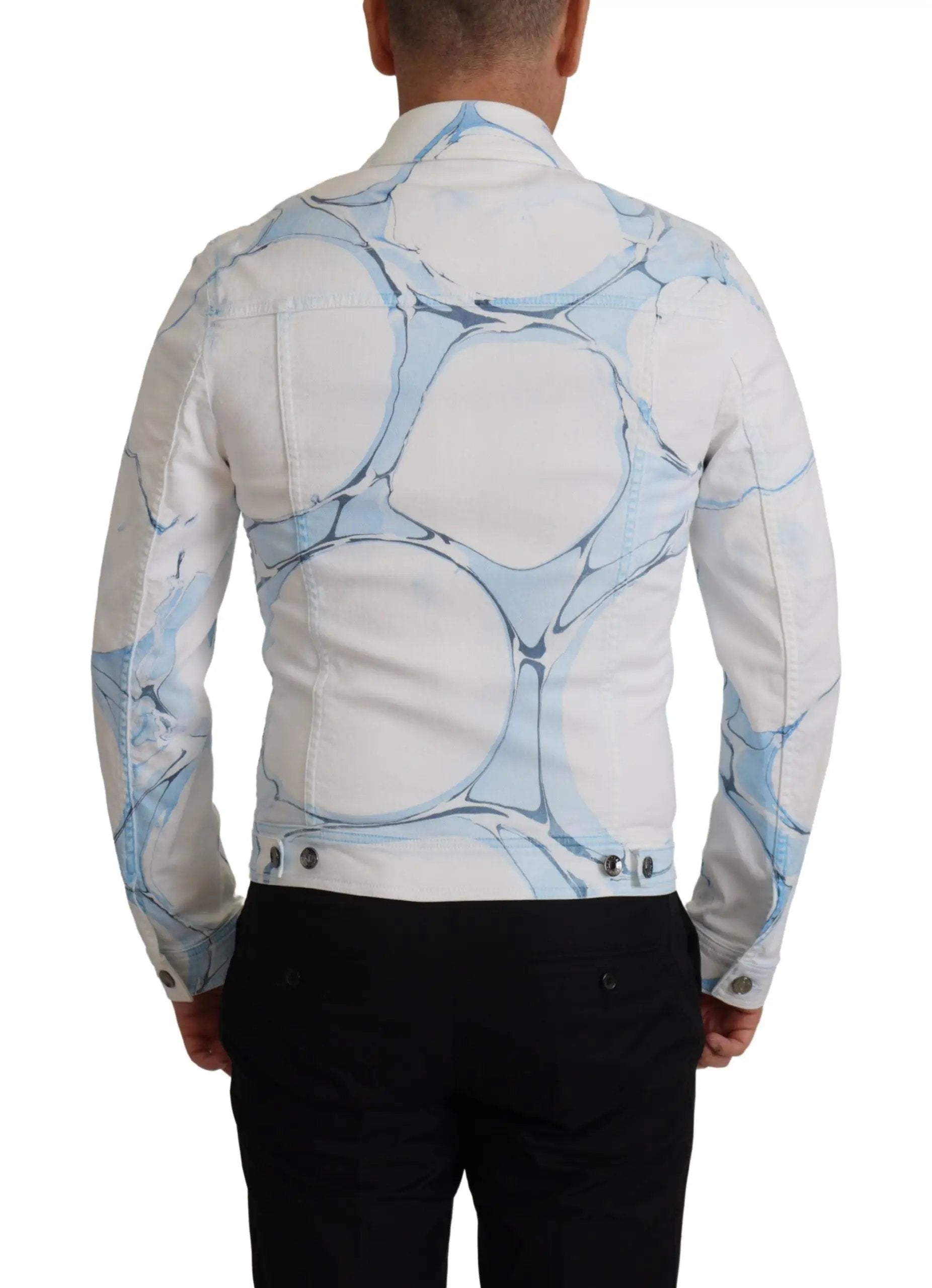 Veste en jean Dolce &amp; Gabbana blanche en coton brodée du logo