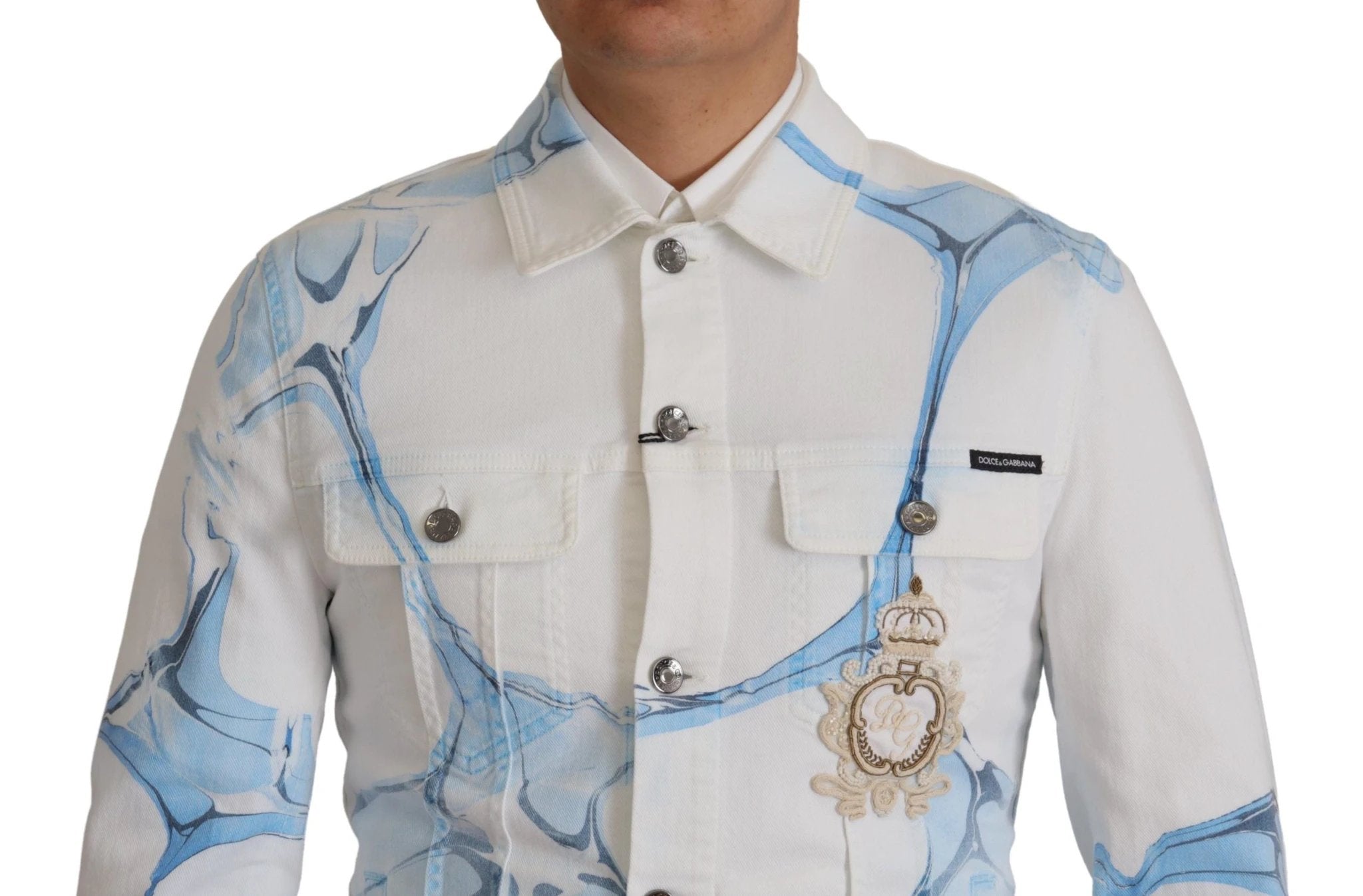 Dolce & Gabbana White Cotton Logo Embroidery Denim Jacket by Dolce & Gabbana