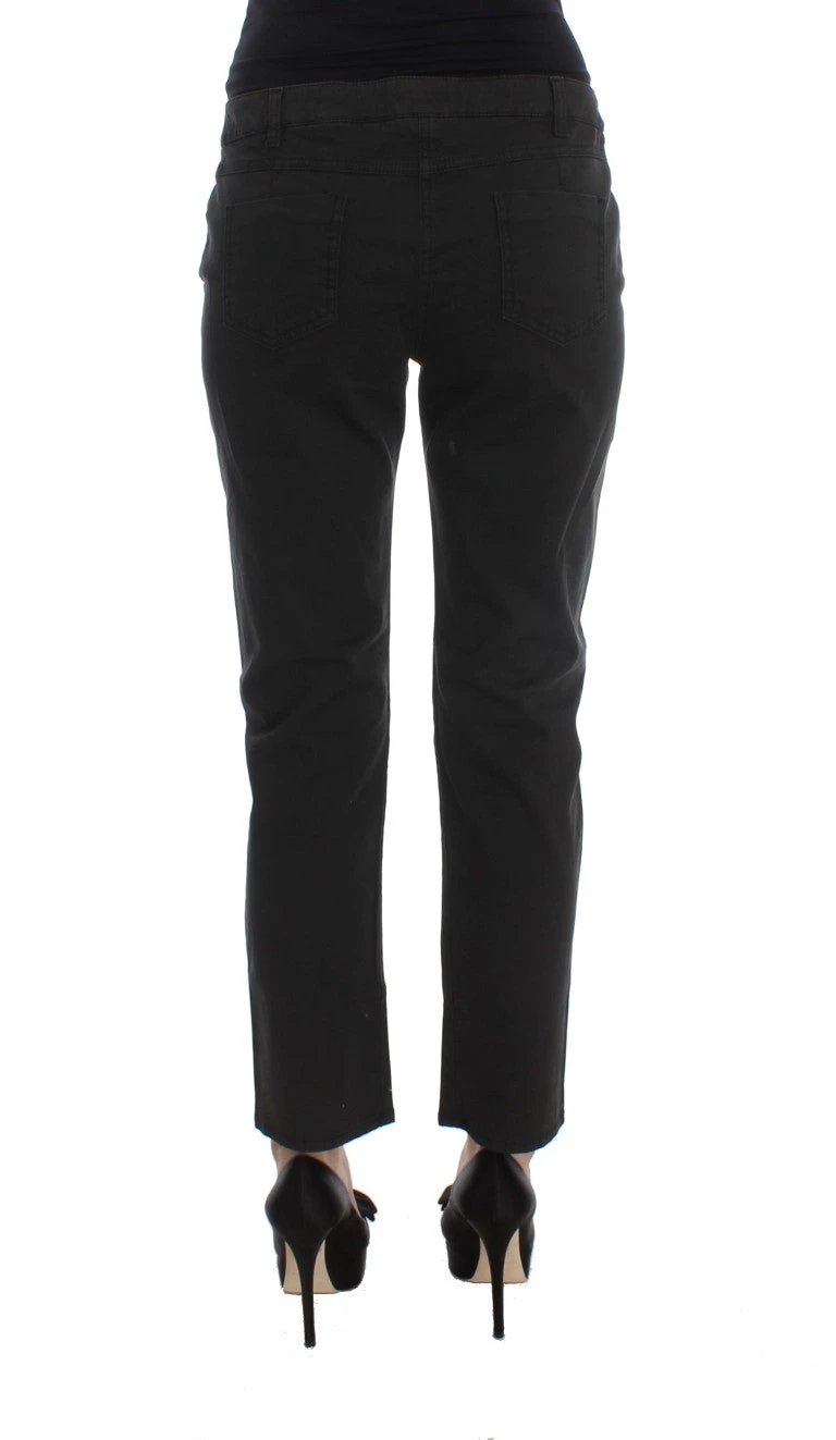 Costume National Black Cotton Capri Cropped Denim Jeans by Costume National