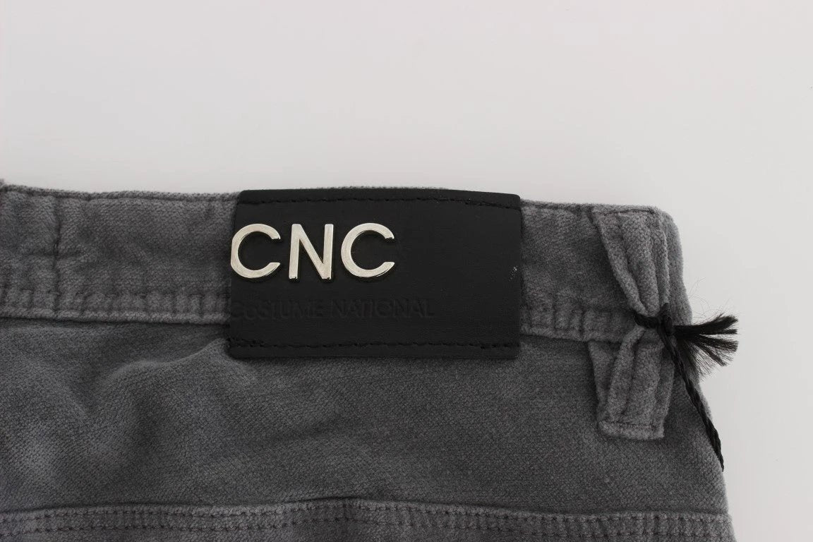 Costume National Gray Cotton Super Slim Corduroys Jeans by Costume National