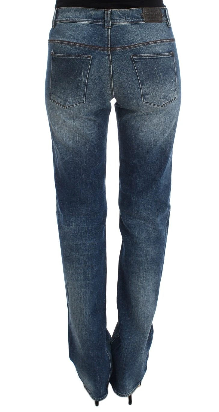 Ermanno Scervino Blue Wash Cotton Blend Slim Fit Jeans by Ermanno Scervino