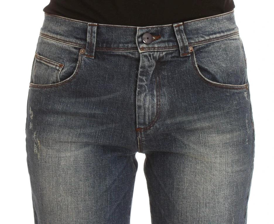 Ermanno Scervino Blue Wash Cotton Blend Slim Fit Jeans by Ermanno Scervino