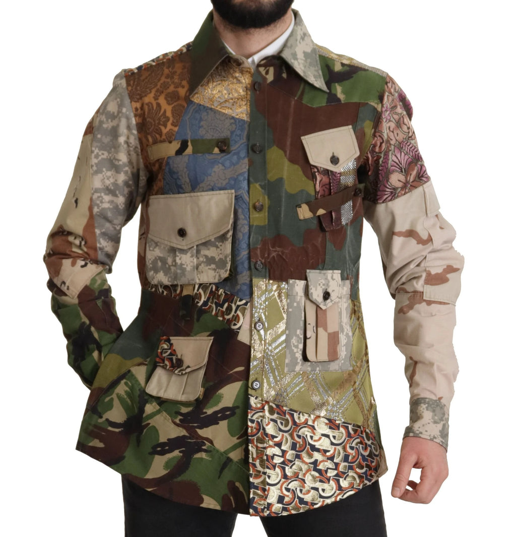 Dolce & Gabbana Multicolor Button Down Patchwork Shirt by Dolce & Gabbana