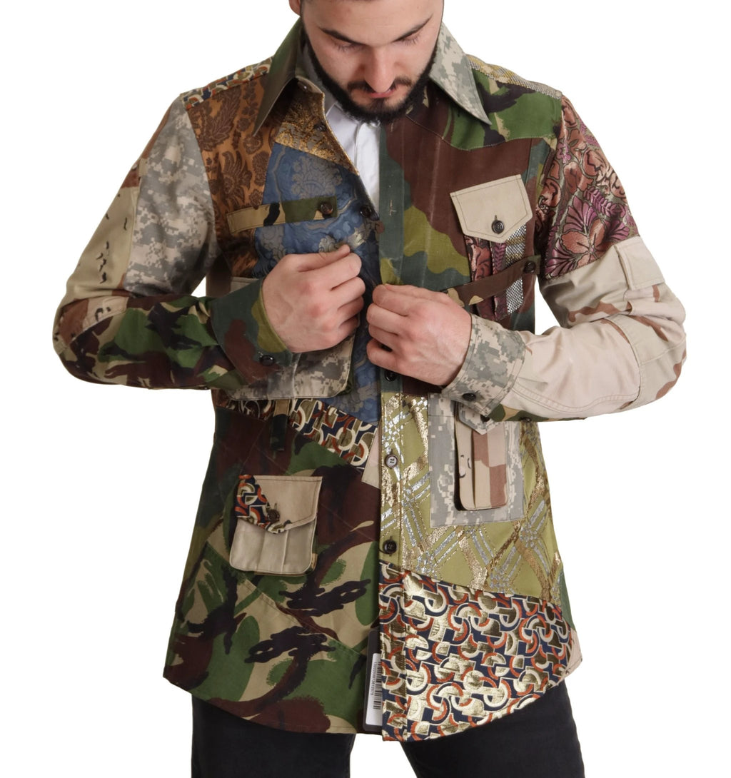 Dolce & Gabbana Multicolor Button Down Patchwork Shirt by Dolce & Gabbana