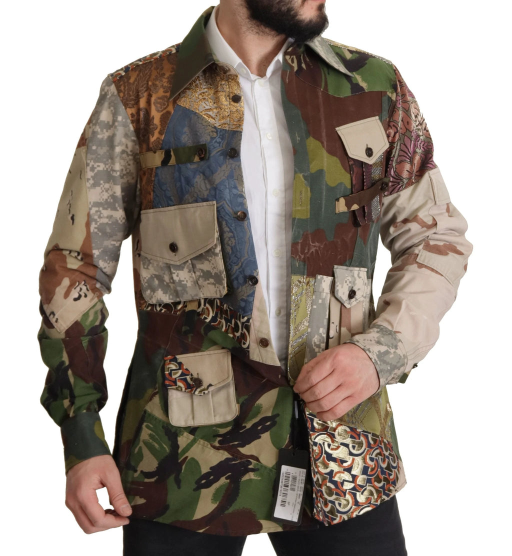 Dolce & Gabbana Multicolor Button Down Patchwork Shirt by Dolce & Gabbana