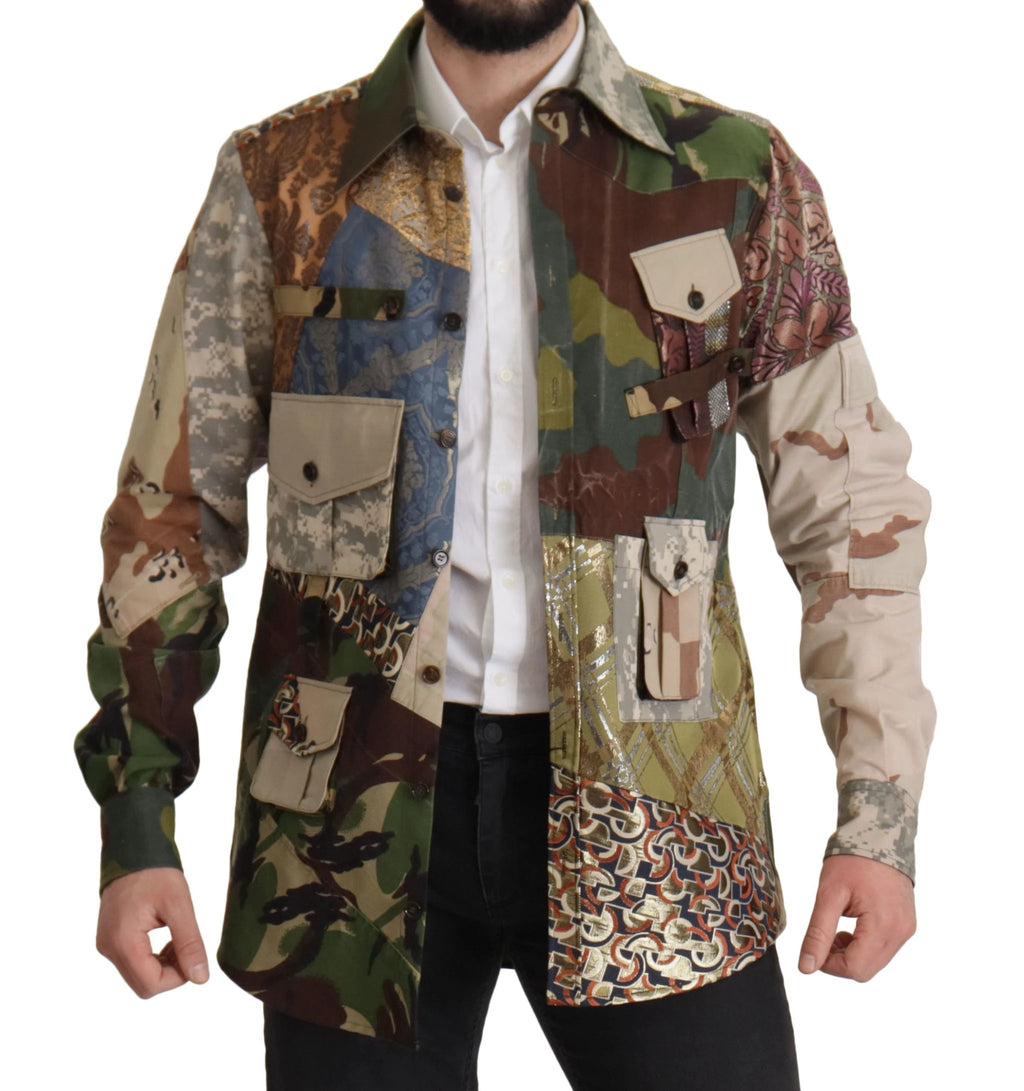 Dolce & Gabbana Multicolor Button Down Patchwork Shirt by Dolce & Gabbana