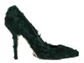 Dolce & Gabbana Green Xiangao Lamb Fur Leather Pumps by Dolce & Gabbana
