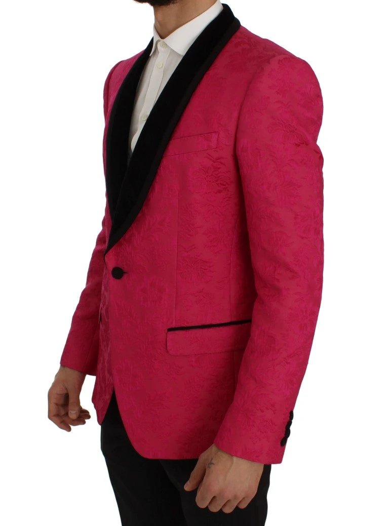 Dolce & Gabbana Pink Floral Brocade Slim Blazer Jacket by Dolce & Gabbana