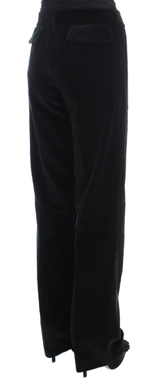 Ermanno Scervino Black Velvet Cotton Straight Legs Pants by Ermanno Scervino