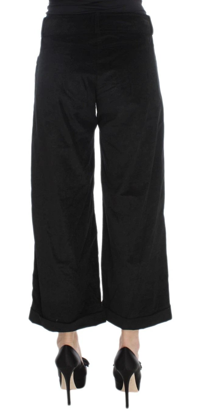 Ermanno Scervino Black Velvet Cotton Capri Bootcut Pants by Ermanno Scervino
