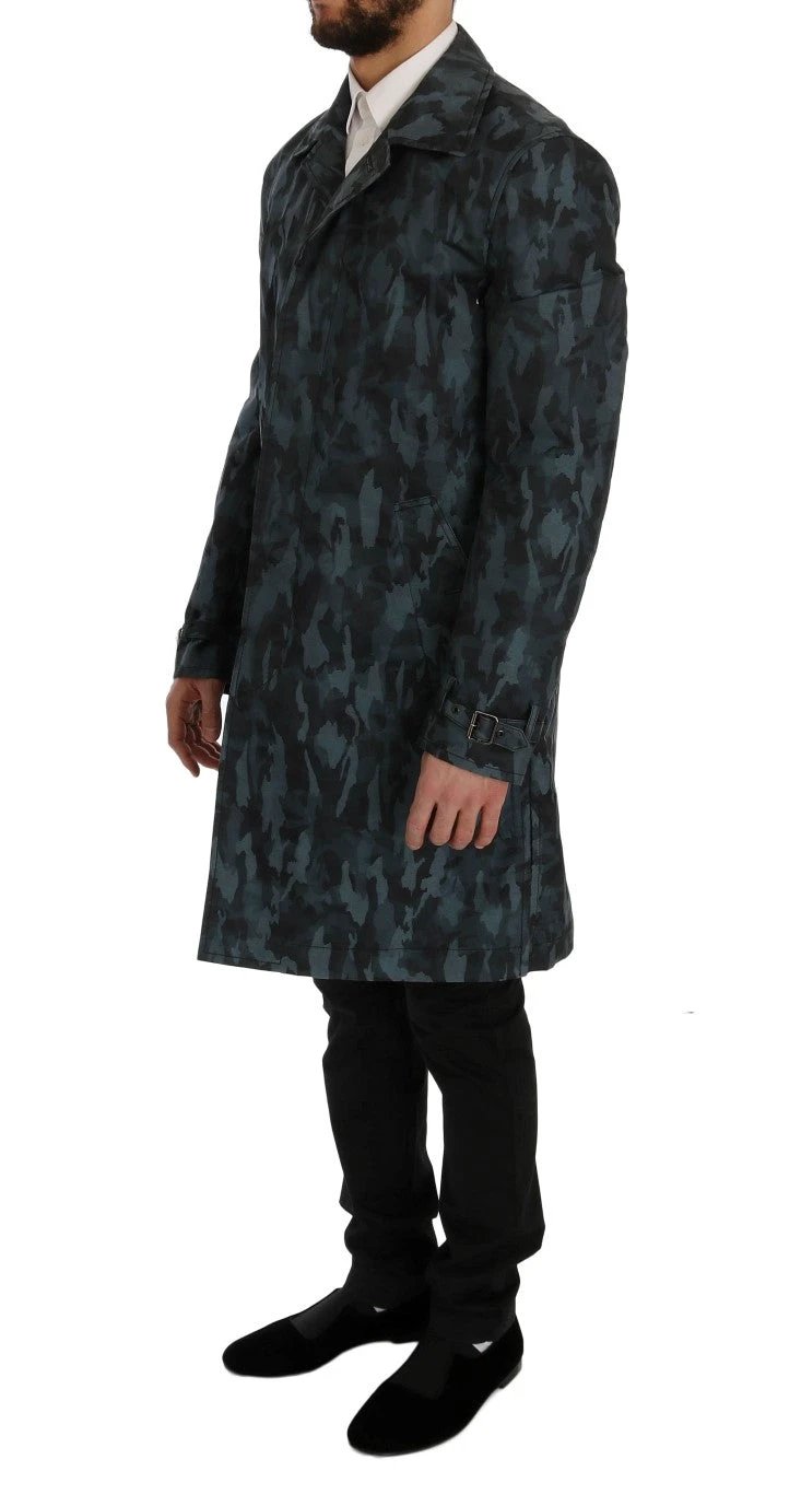 Dolce & Gabbana Blue Camouflage Trench Trench by Dolce & Gabbana
