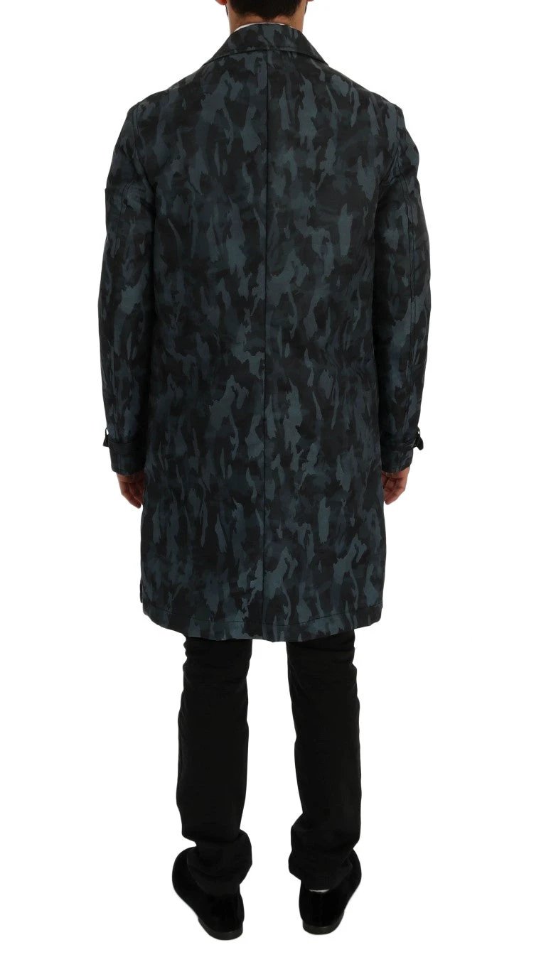 Dolce & Gabbana Blue Camouflage Trench Trench by Dolce & Gabbana