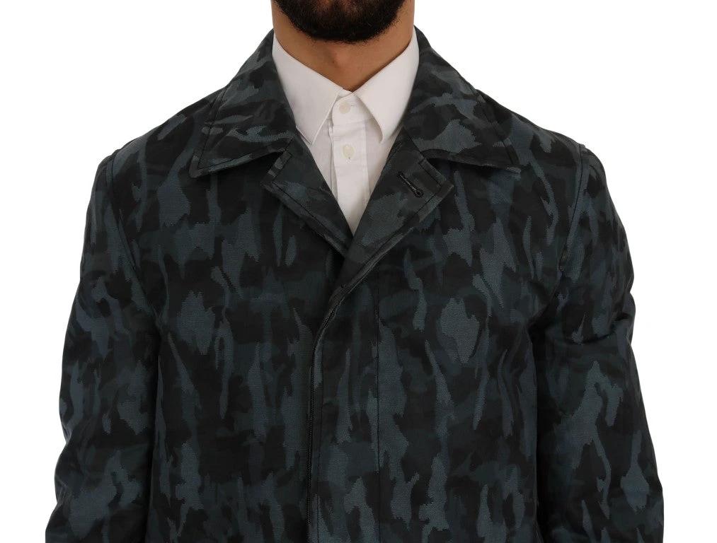 Dolce & Gabbana Blue Camouflage Trench Trench by Dolce & Gabbana