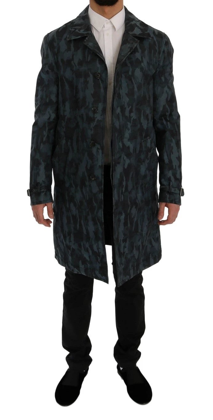 Dolce & Gabbana Blue Camouflage Trench Trench by Dolce & Gabbana