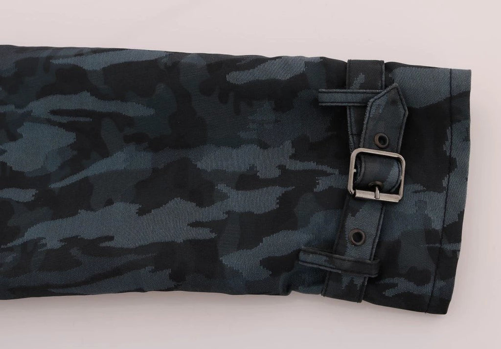 Dolce & Gabbana Blue Camouflage Trench Trench by Dolce & Gabbana