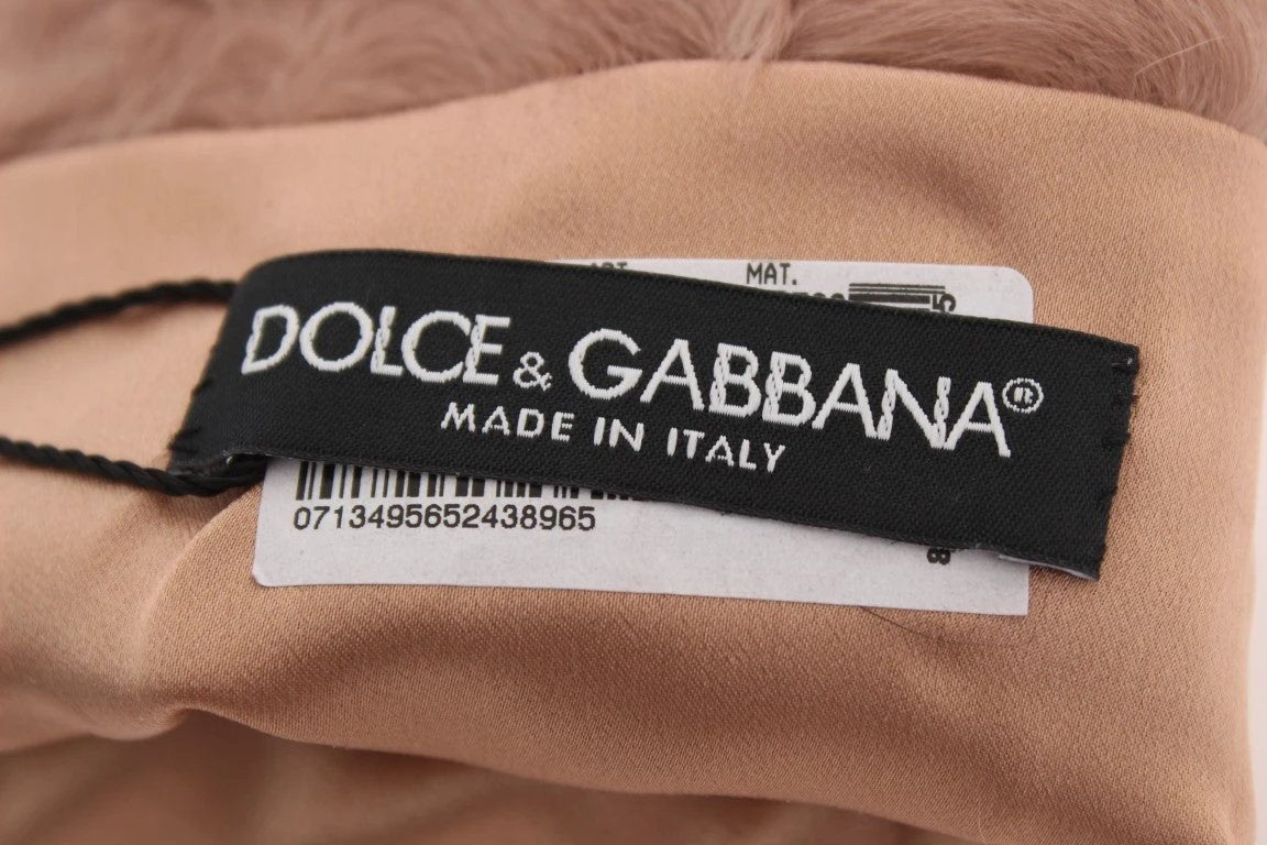 Dolce & Gabbana Beige Suede Xiangao Fur Elbow Gloves by Dolce & Gabbana