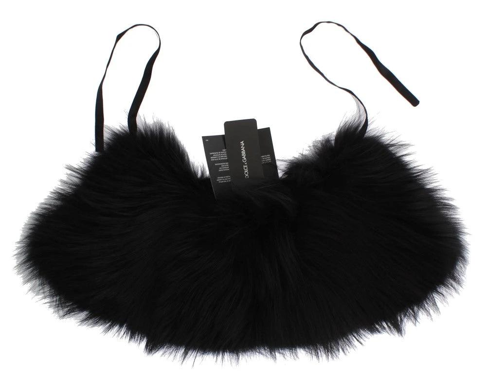 Dolce & Gabbana Black Fox Fur Collar Scarf by Dolce & Gabbana