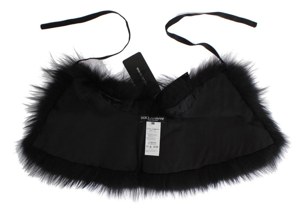 Dolce & Gabbana Black Fox Fur Collar Scarf by Dolce & Gabbana