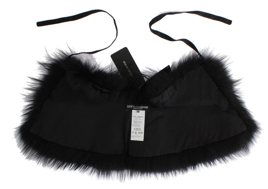 Dolce & Gabbana Black Fox Fur Collar Scarf by Dolce & Gabbana