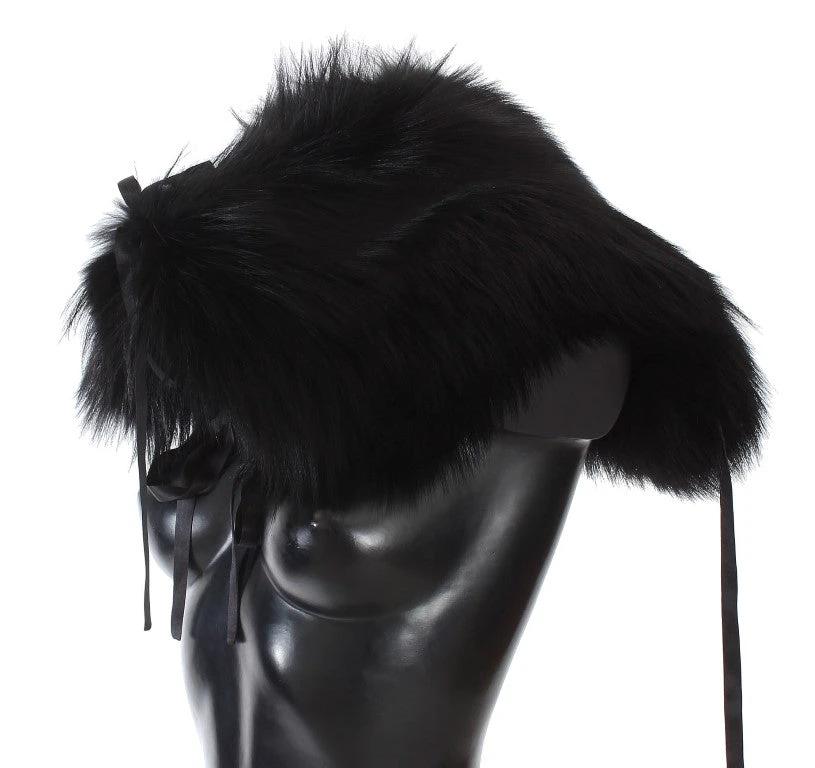 Dolce & Gabbana Black Fox Fur Shoulder Wrap Cover Collar Scarf by Dolce & Gabbana