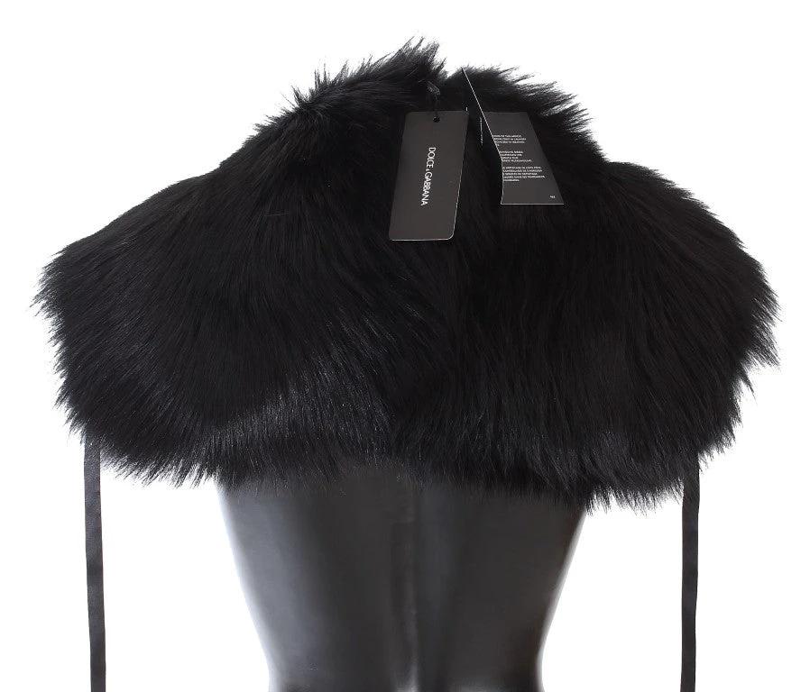 Dolce & Gabbana Black Fox Fur Shoulder Wrap Cover Collar Scarf by Dolce & Gabbana