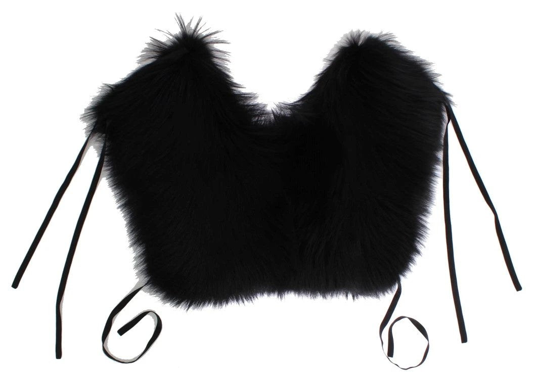Dolce & Gabbana Black Fox Fur Shoulder Wrap Cover Collar Scarf by Dolce & Gabbana