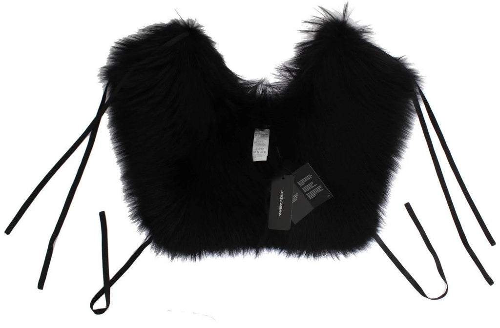 Dolce & Gabbana Black Fox Fur Shoulder Wrap Cover Collar Scarf by Dolce & Gabbana