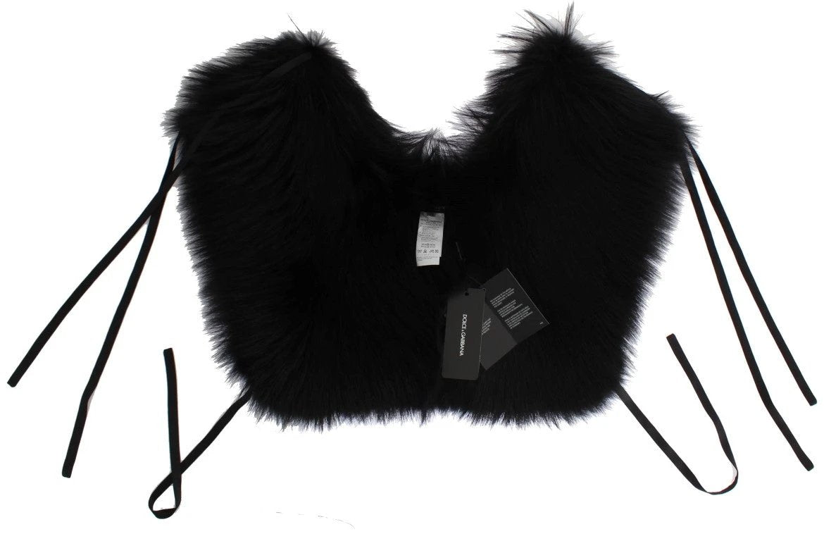 Dolce & Gabbana Black Fox Fur Shoulder Wrap Cover Collar Scarf by Dolce & Gabbana