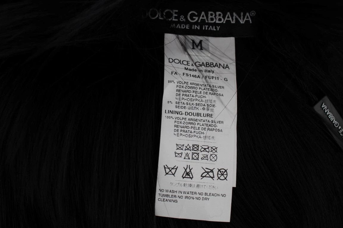 Dolce & Gabbana Black Fox Fur Shoulder Wrap Cover Collar Scarf by Dolce & Gabbana
