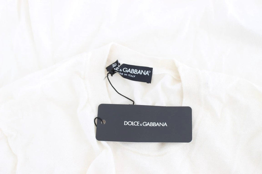 Dolce & Gabbana White 100% Cashmere Sweater by Dolce & Gabbana