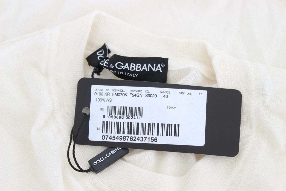 Dolce & Gabbana White 100% Cashmere Sweater by Dolce & Gabbana