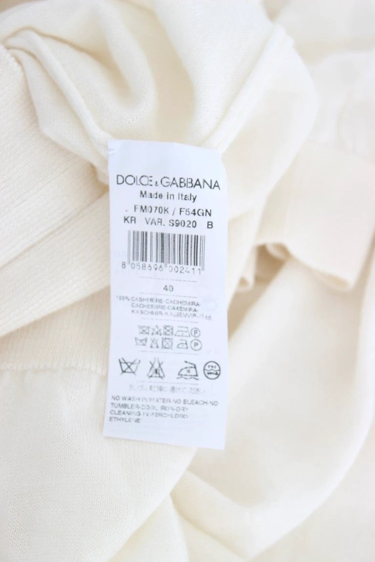 Dolce & Gabbana White 100% Cashmere Sweater by Dolce & Gabbana
