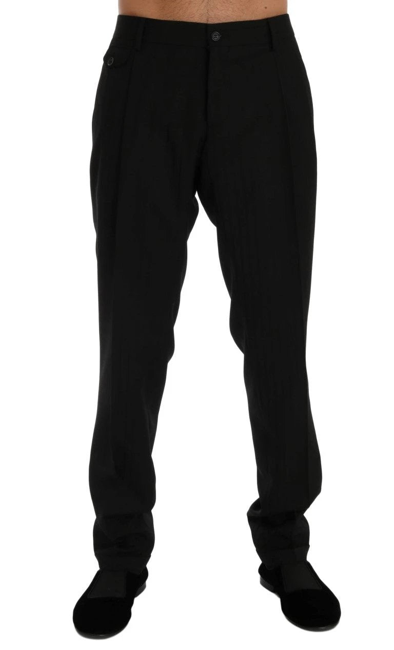 Dolce & Gabbana Black Striped Wool Stretch Pants by Dolce & Gabbana