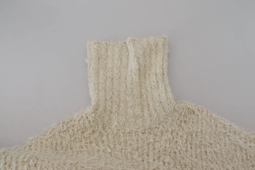 Dolce & Gabbana Cream Wool Knit Turtleneck Pullover Sweater by Dolce & Gabbana