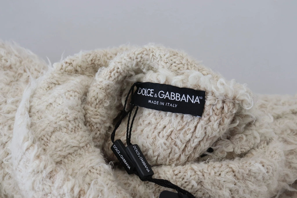 Dolce & Gabbana Cream Wool Knit Turtleneck Pullover Sweater by Dolce & Gabbana