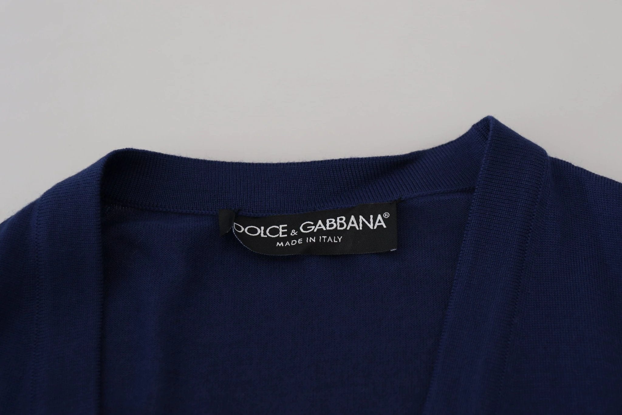 Dolce & Gabbana Blue Wool V-neck Button Down Cardigan Sweater by Dolce & Gabbana