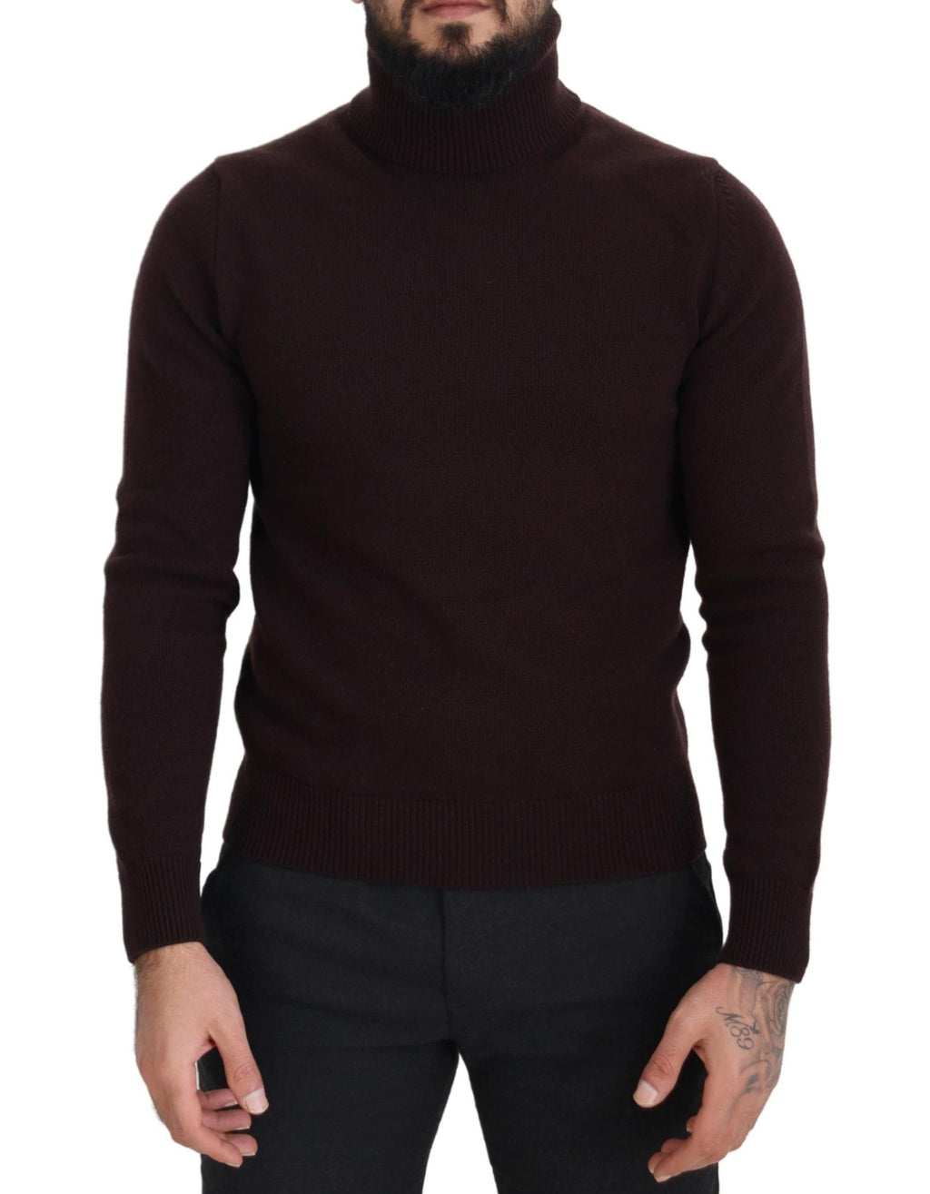 Dolce & Gabbana Brown Wool Turtle Neck Pullover Sweater by Dolce & Gabbana