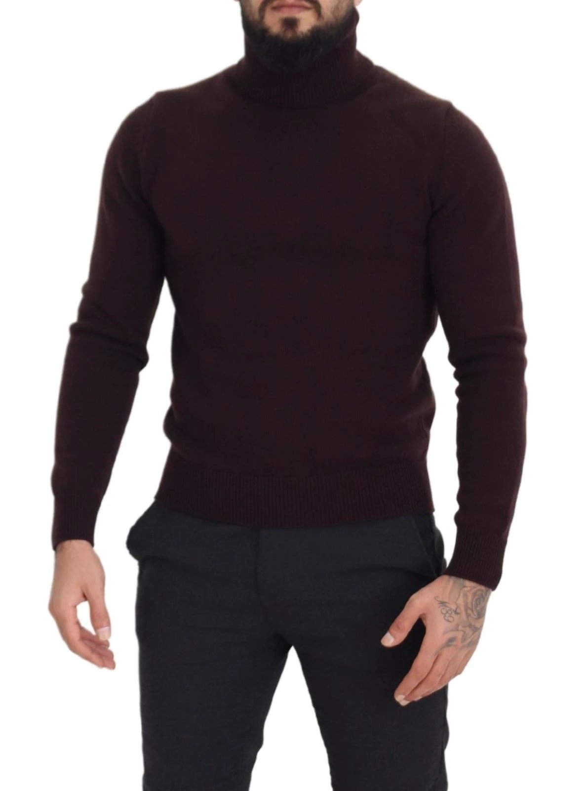 Dolce & Gabbana Brown Wool Turtle Neck Pullover Sweater by Dolce & Gabbana