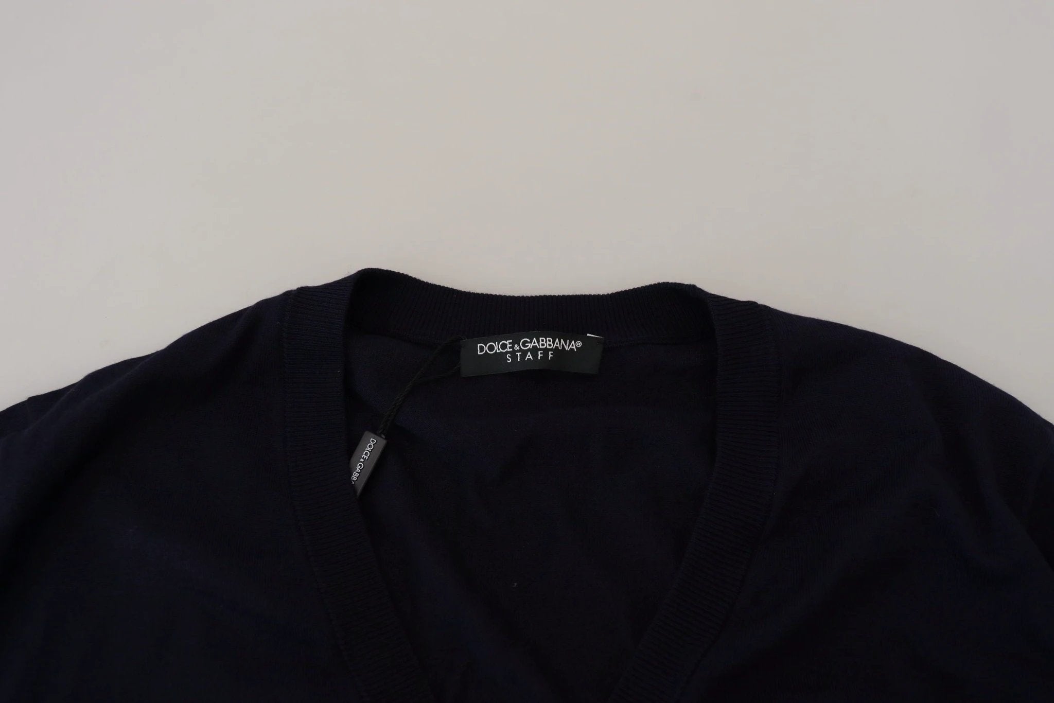Dolce & Gabbana Blue Wool STAFF Down Cardigan Sweater by Dolce & Gabbana