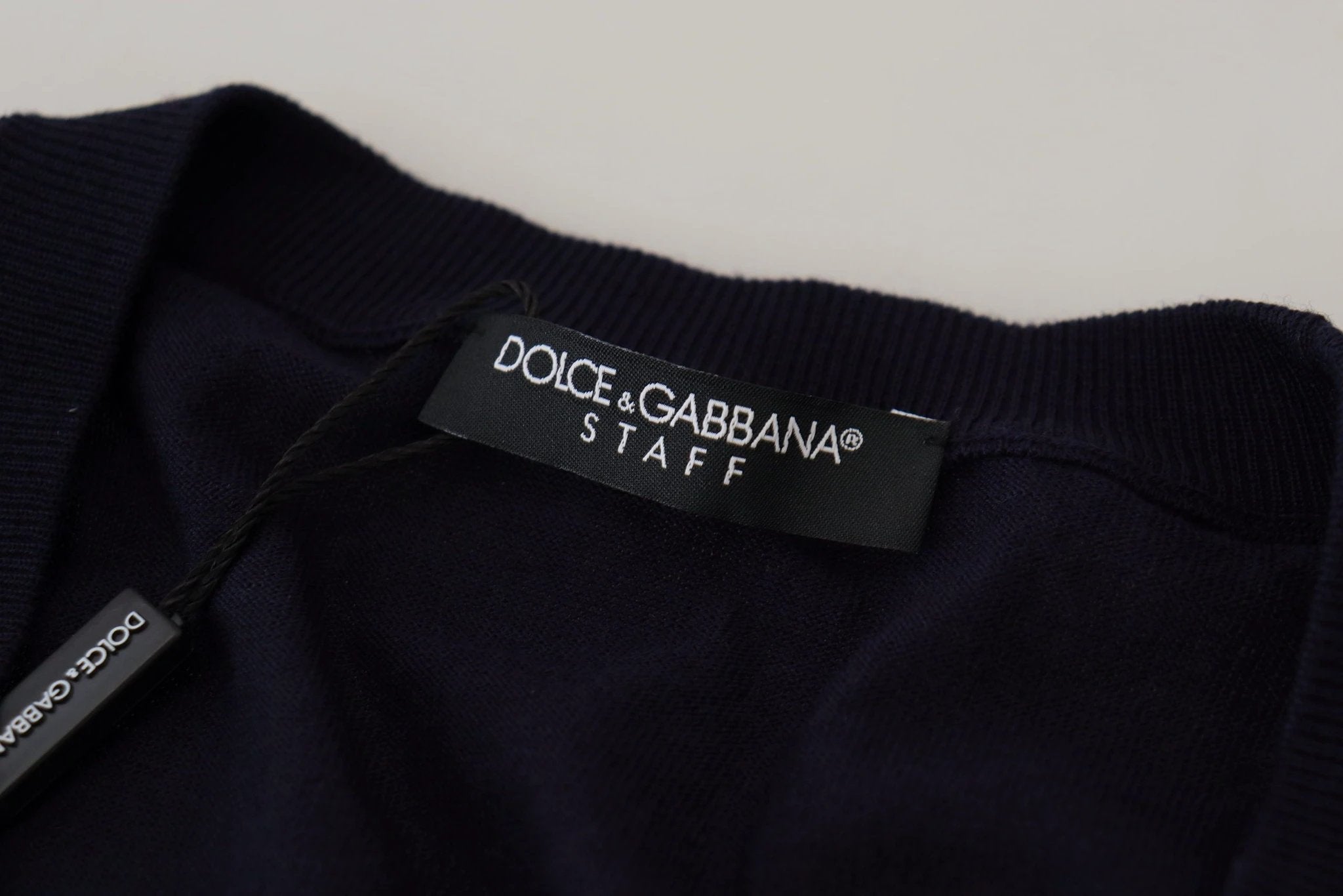 Dolce & Gabbana Blue Wool STAFF Down Cardigan Sweater by Dolce & Gabbana