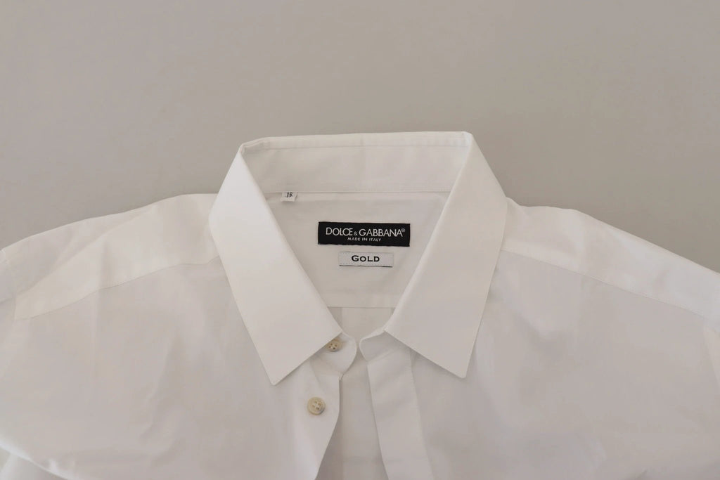 Dolce & Gabbana White Cotton Peacock Feather Formal GOLD Shirt by Dolce & Gabbana